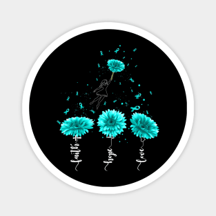 Faith Hope Love Teal Sunflower Ovarian Cancer Awareness Magnet